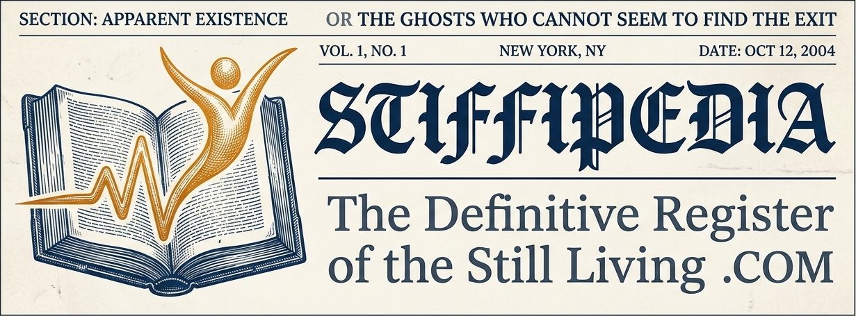 Stiffipedia: a gold figure rises, arms raised, from an open book, on a heartbeat line
